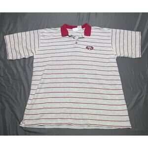 Vtg 90s SF 49ers Gray Red Striped Polo Shirt Men’s L Iron Knight Athletics